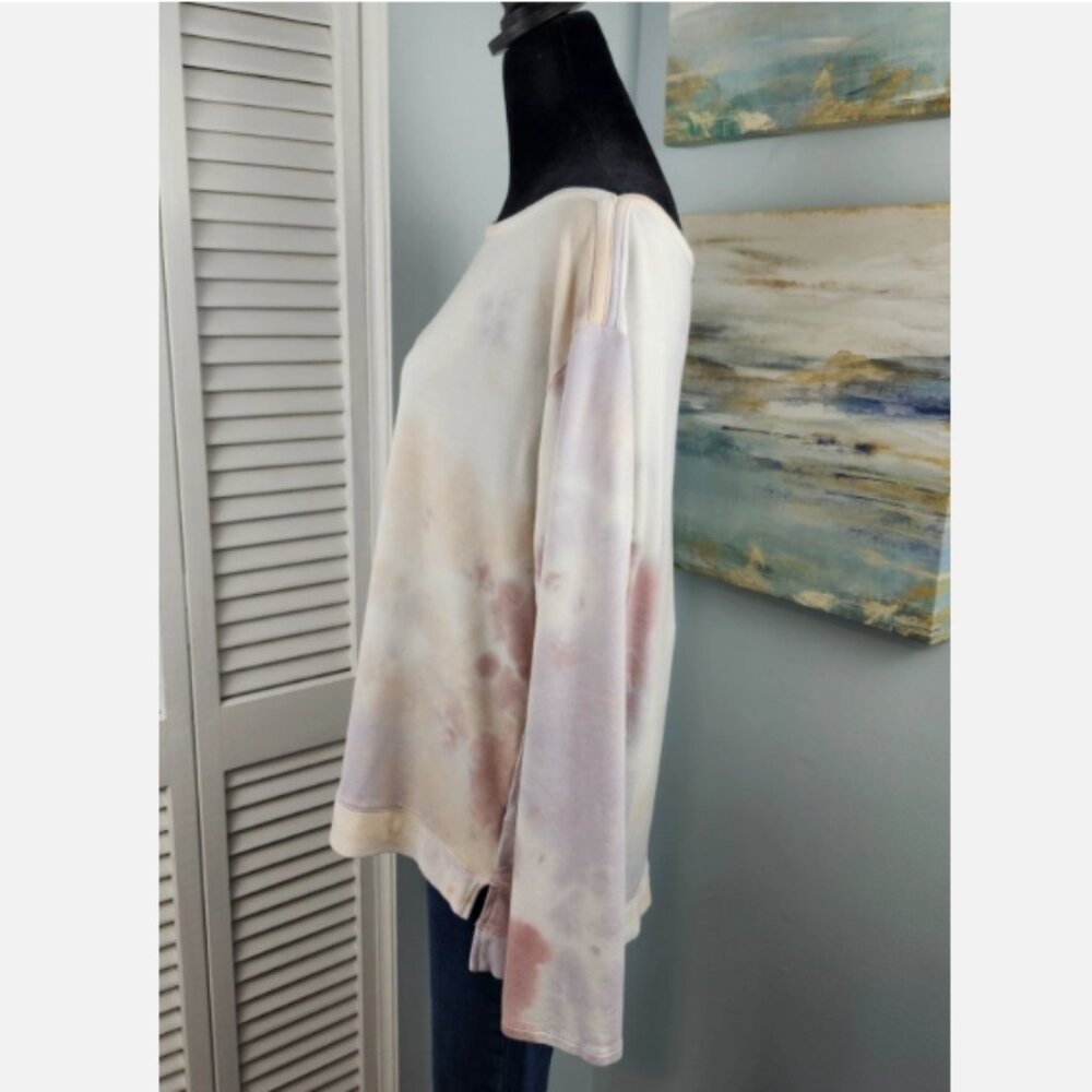 Loft Tie Dye Long Sleeve Tee M Boat Neck Relaxed Fit Loungewear - Picture 6 of 10